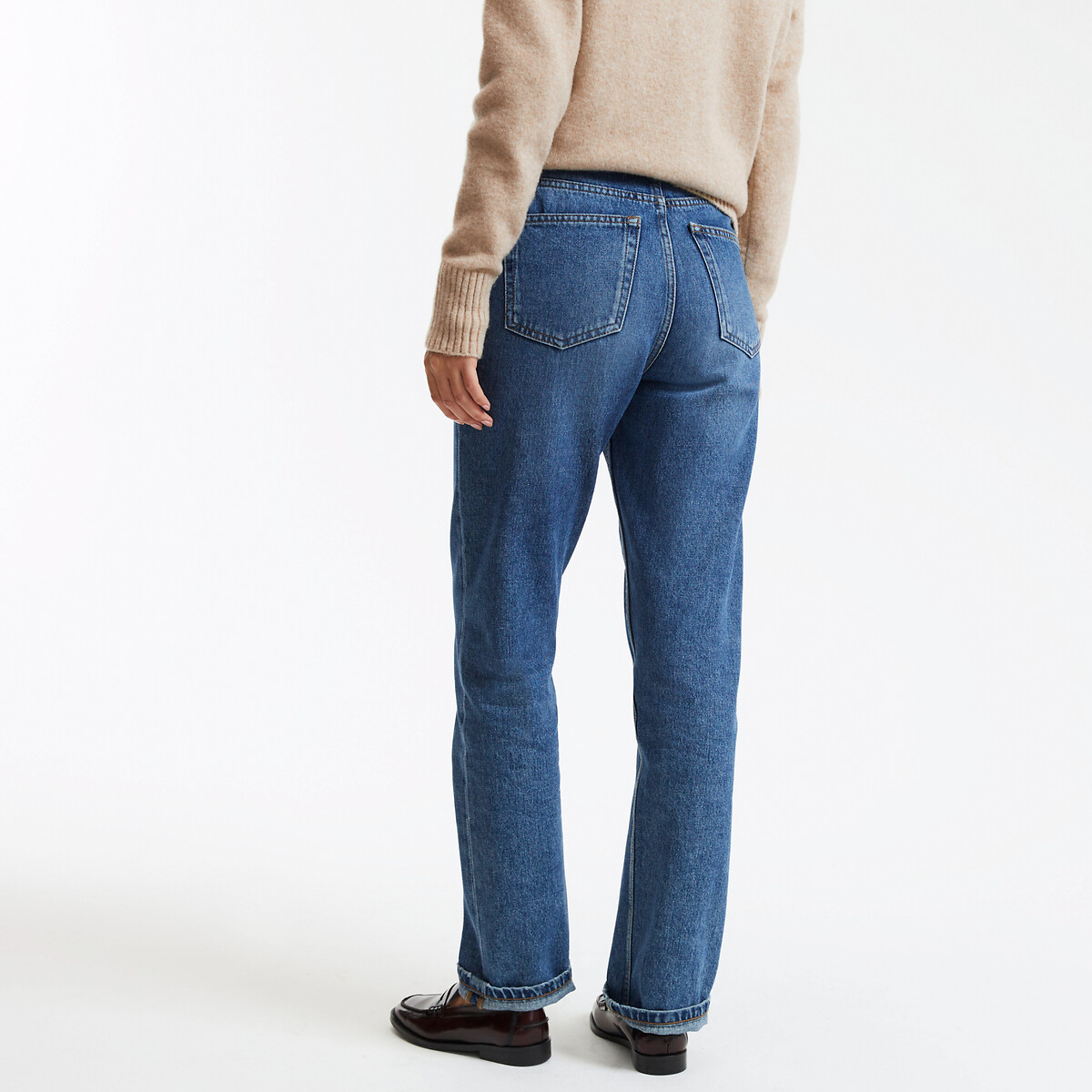 COLEÇÕES LA REDOUTE<br>Calça jeans regular, reta, cintura alta