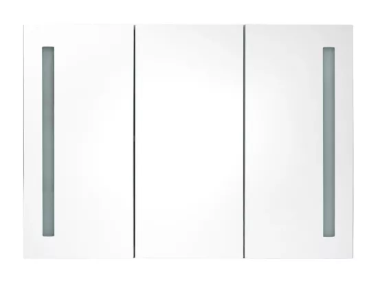 Armoire de salle de bain à miroir LED 89x14x62cm blanc et chêne
