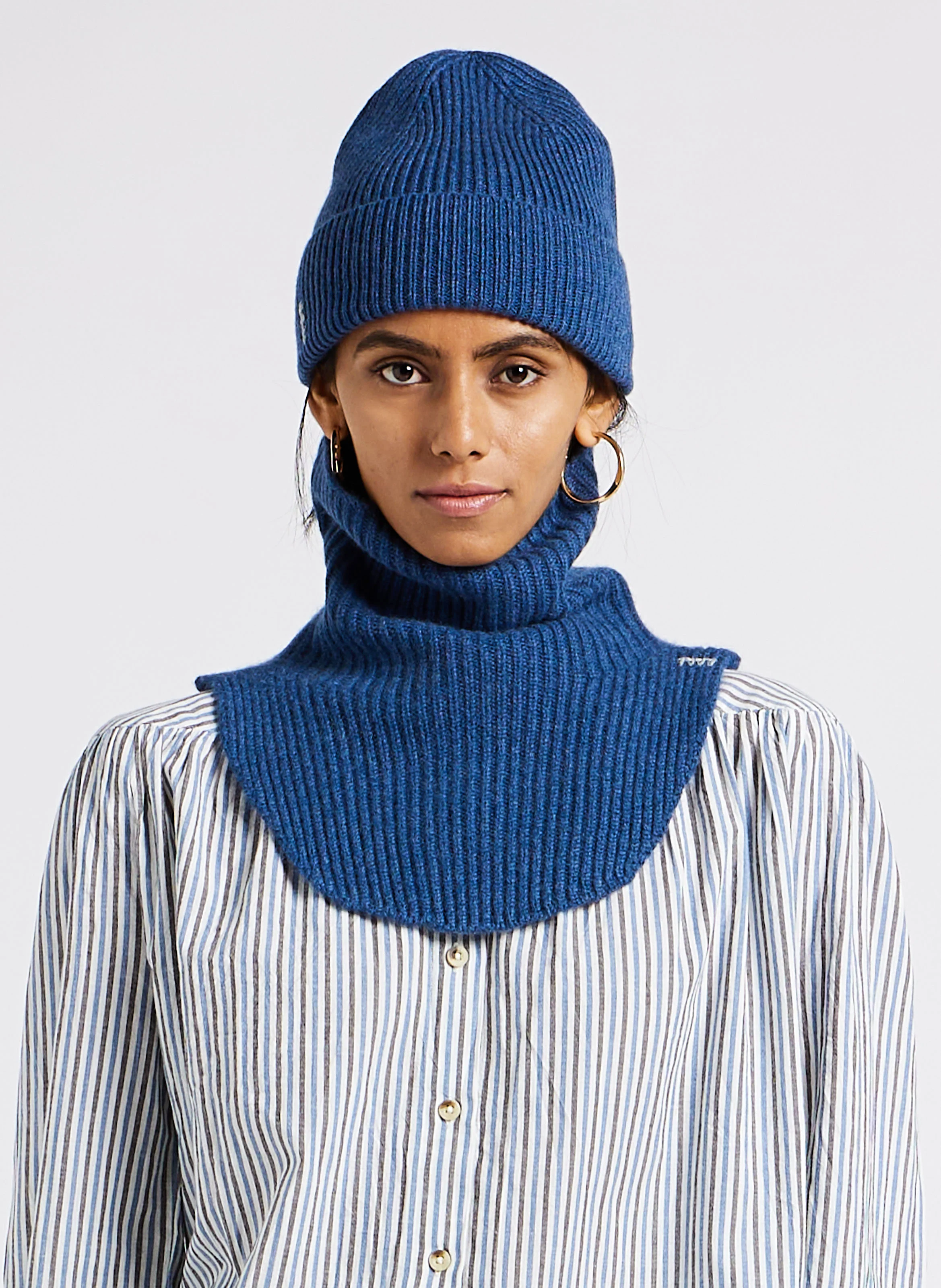 Col amovible en cachemire | Bleu