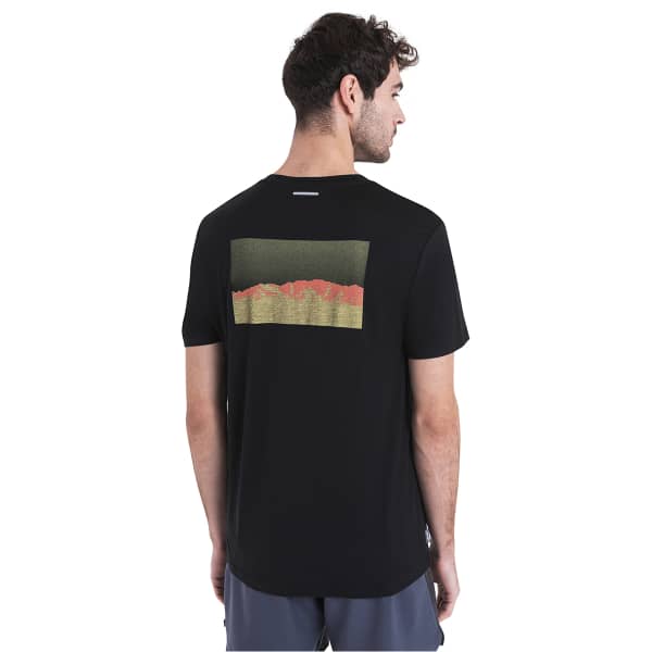 T-shirt randonnée ICEBREAKER M MERINO 150 TECH LITE III SS TEE NATURAL RUN CLUB 2.0 BLACK