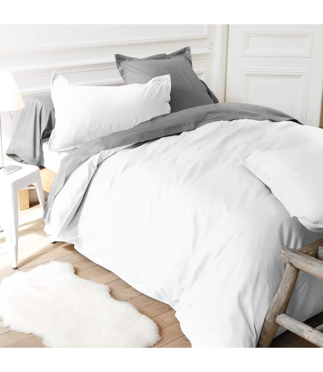 Housse de couette uni 240x260 cm pur percale PRIMO Blanc