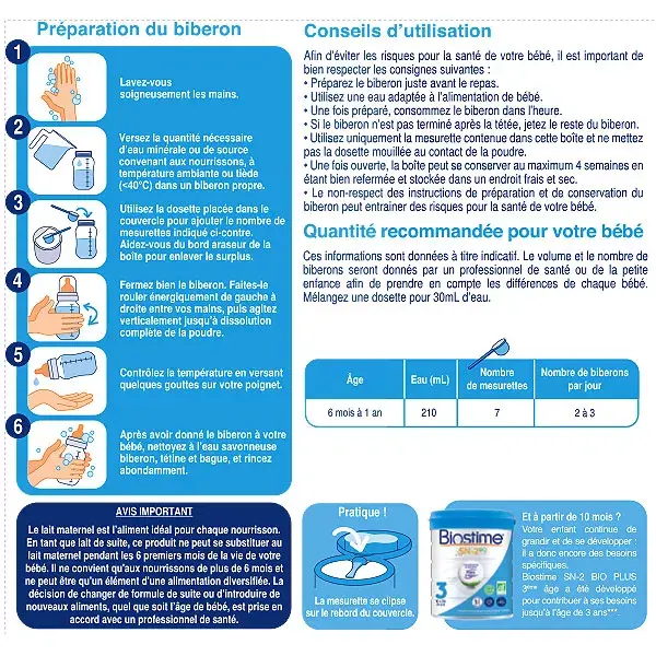 Biostime Lait Infantile 2 Bio 6-12m 800g