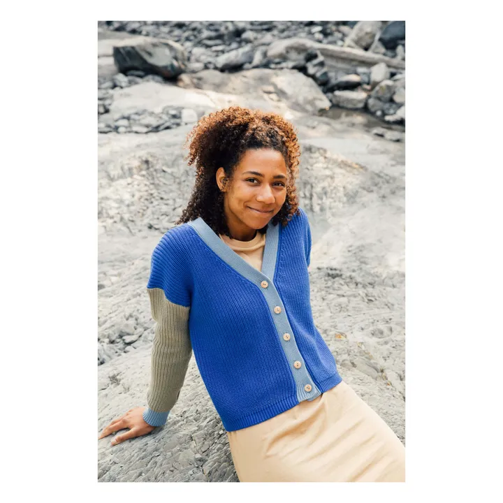 Matona Cardigan Color Block Coton Bio | Bleu roi
