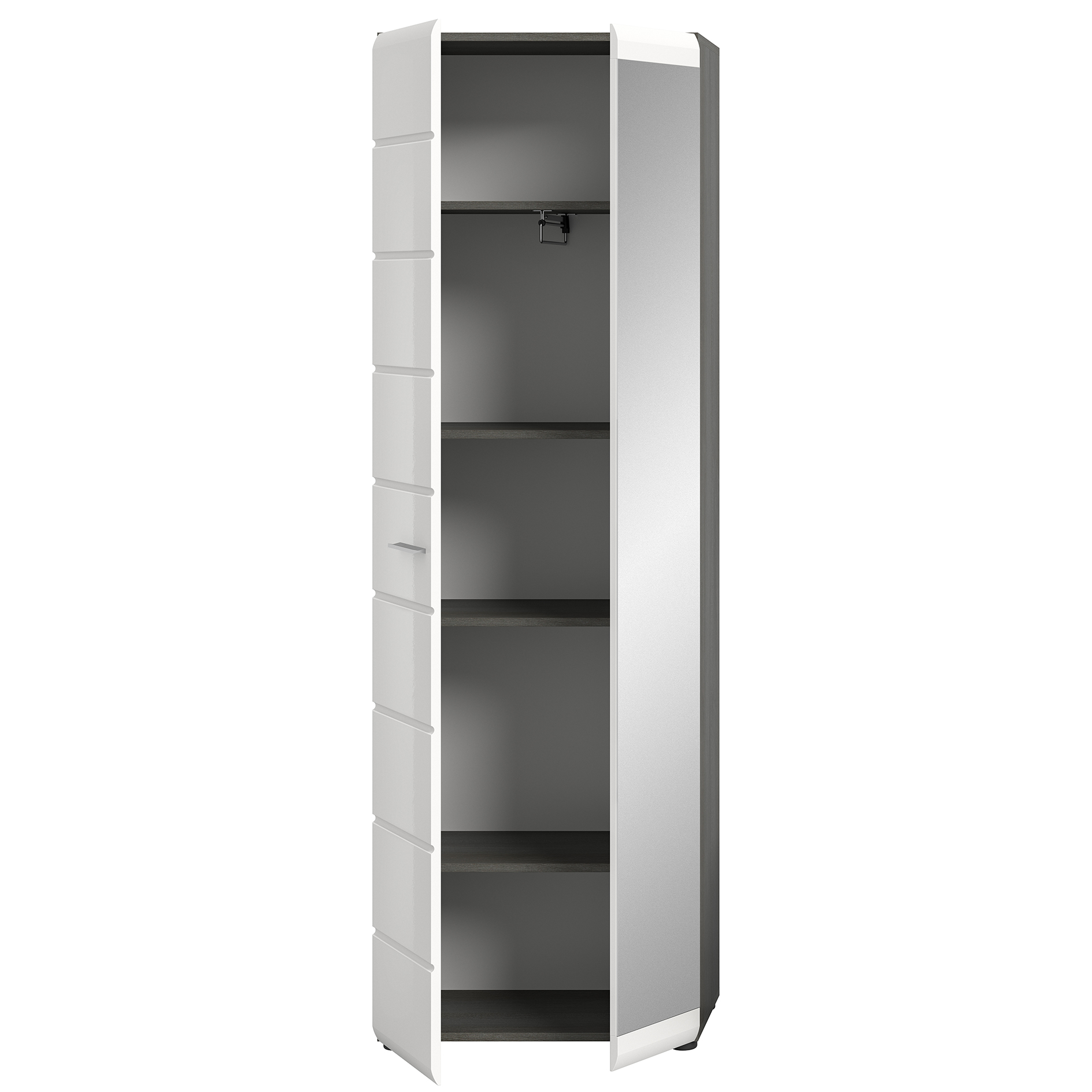 Garderobenschrank SALSA - rauchsilber-weiß Hochglanz - 60 cm