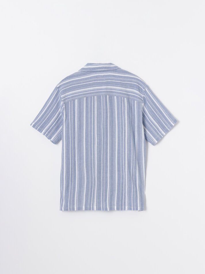 Camisa listrada rústica - Azul escuro