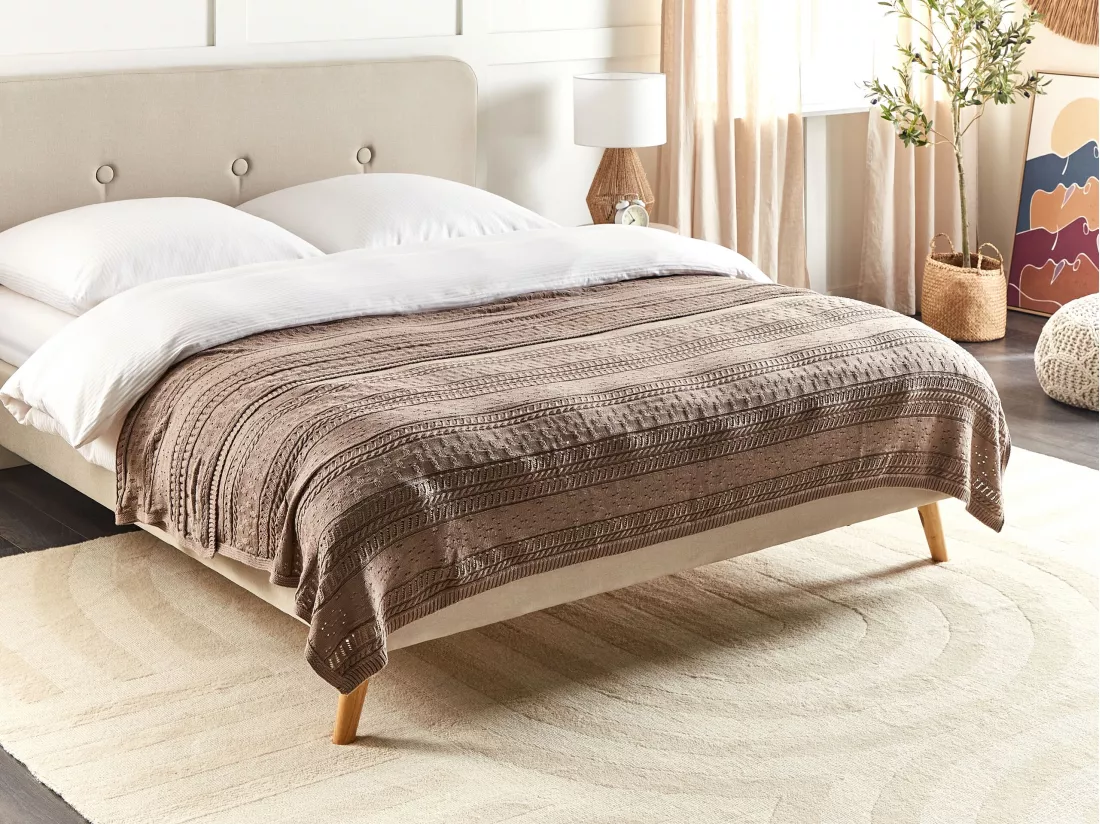 Couvre-lits DAULET Coton 150 x 200 cm Marron