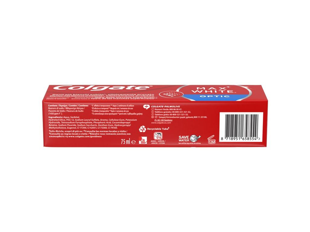 PASTA COLGATE DENTÍFRICA MAX WHITE ONE OPTIC 75ML