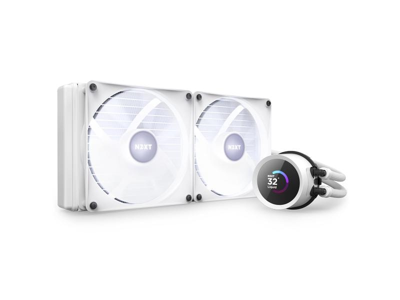NZXT Wasserkühlung Kraken 280 RGB Weiss Wasserkühler für Intel und AMD Prozessorsockel mit LCD-Anzeige und RGB-Lüftern