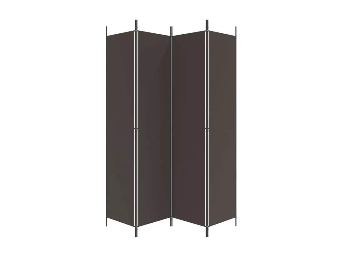 Cloison de séparation 4 panneaux Marron 200x220 cm Tissu