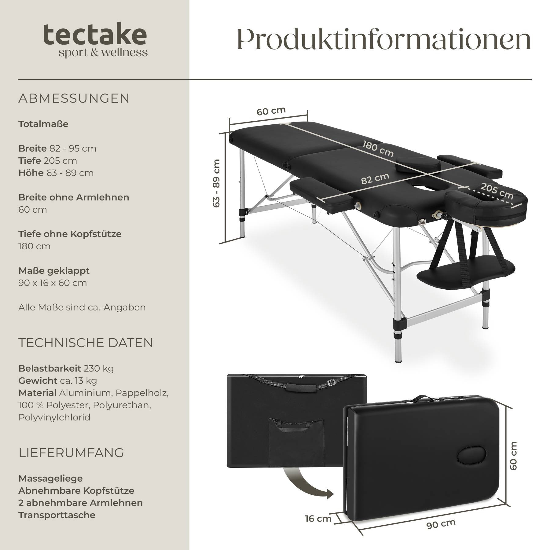 2 Zonen Massageliege
