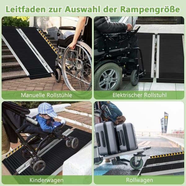 91 x 74 cm rullestolrampe, bærbar og anti-skli sammenleggbar rampe, lastekapasitet opptil 272 kg, aluminium