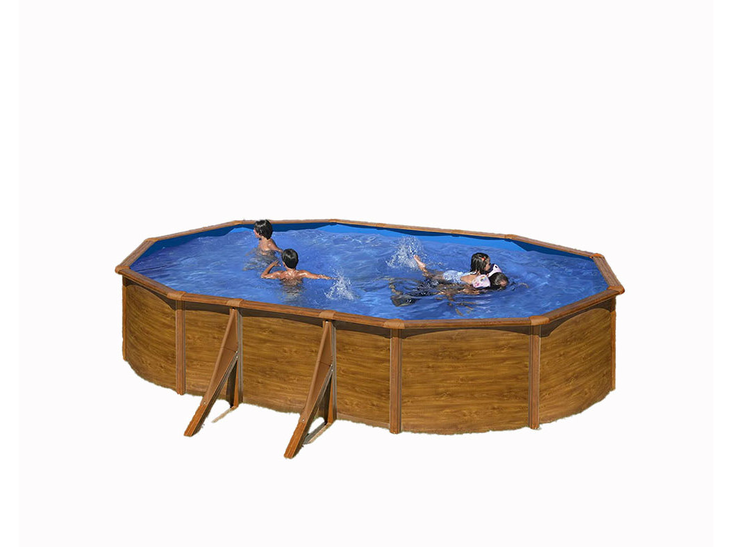 PISCINA AÇO IMITAÇÃO DE MADEIRA GRE SCILIA 500X300X120CM