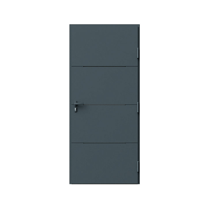 Porte d'entrée FORTIA alu Leme gris RAL 7021 96 x h.218 cm poussant gauche