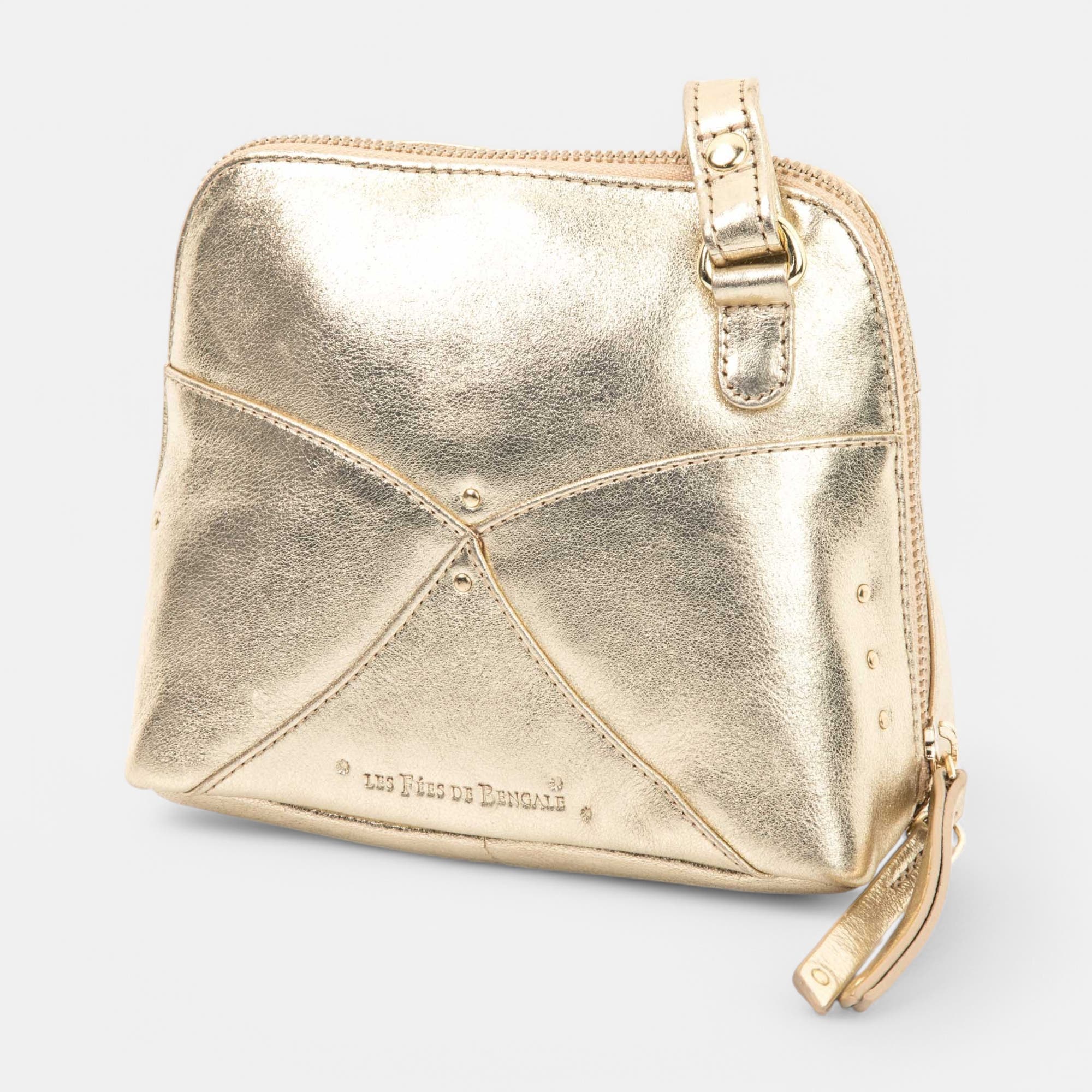 Sac bandoulière en cuir or