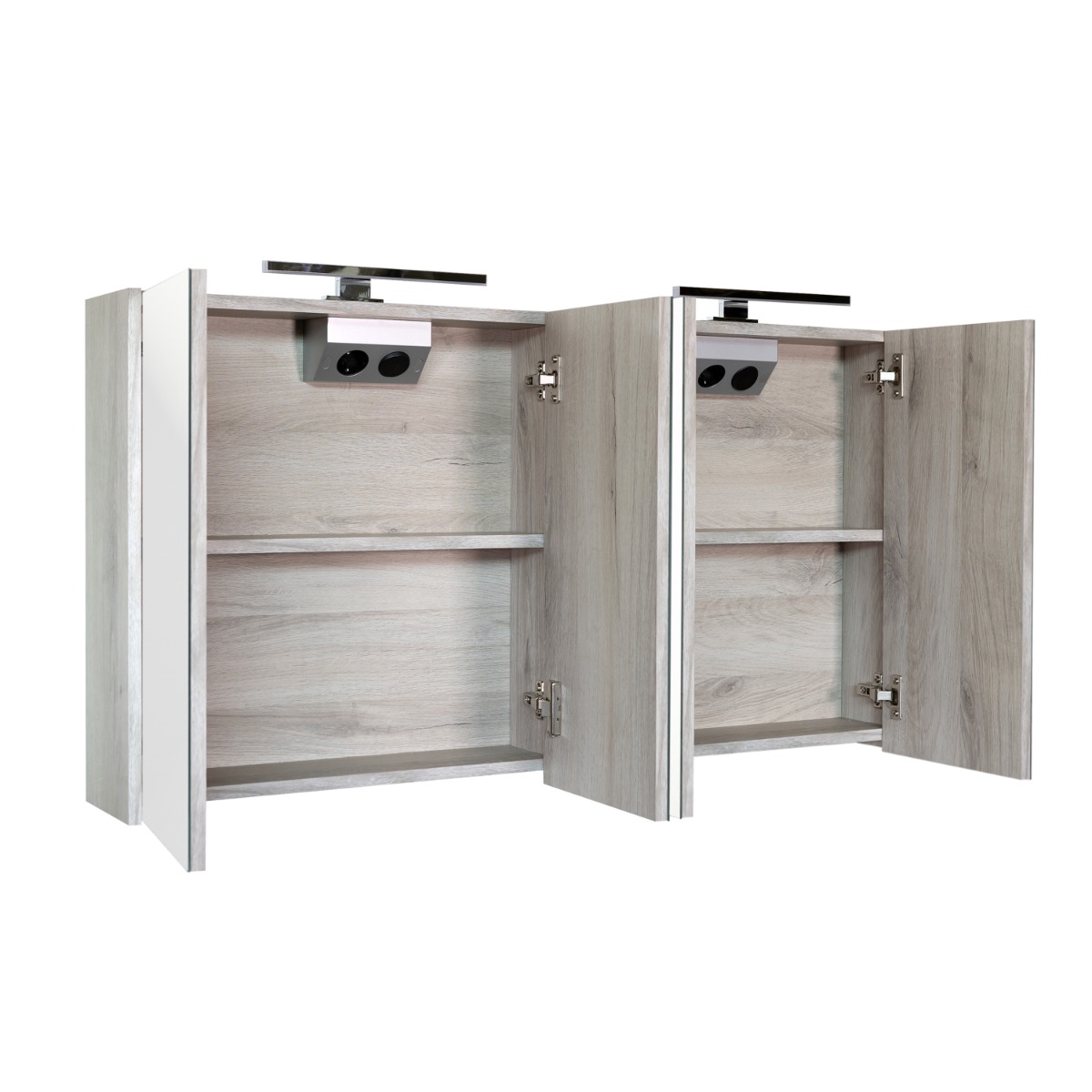Best Design Happy spiegelkast met verlichting 120x60cm eiken grijs