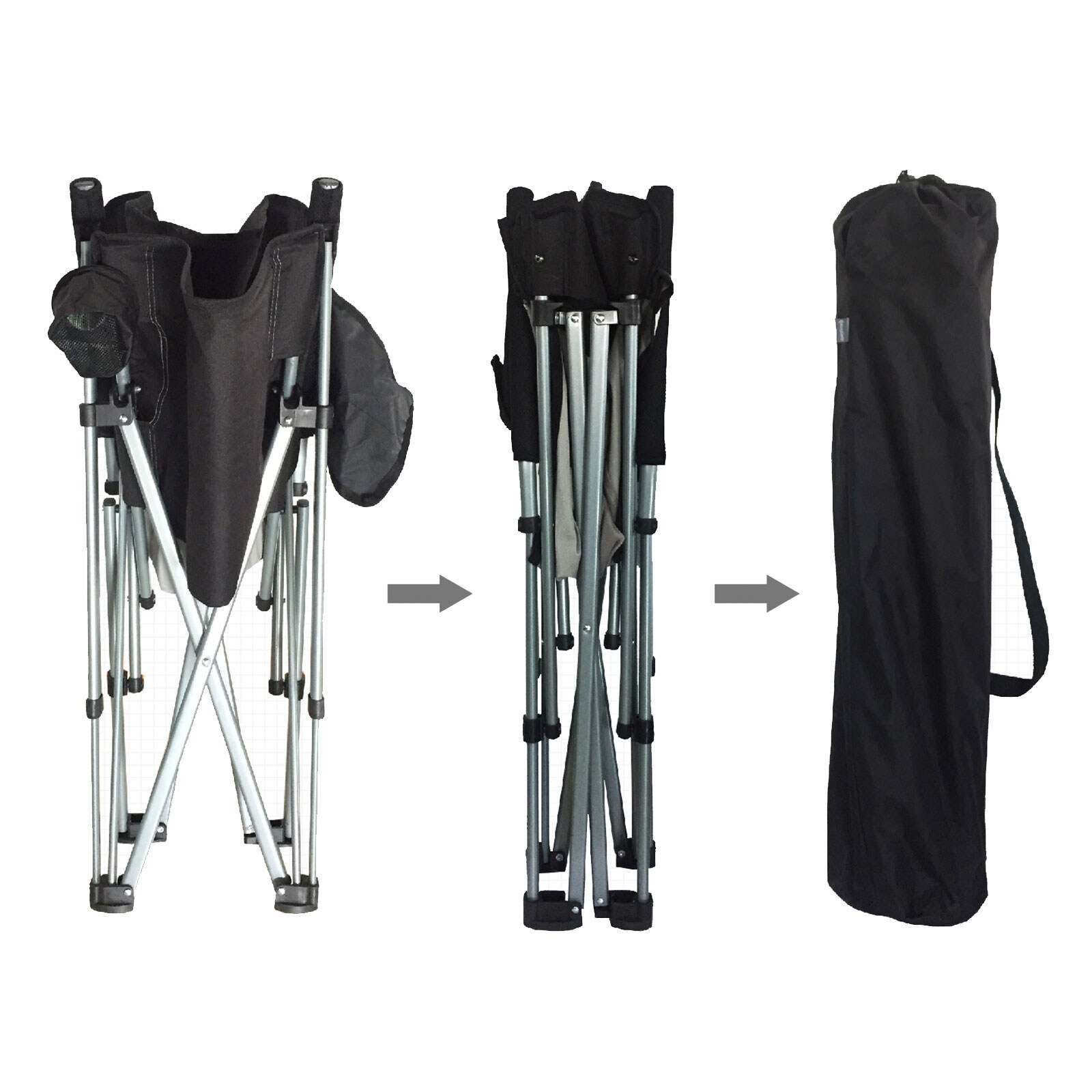 KINGCAMP Camping Falt Stuhl XL Klapp Sessel Garten Outdoor Armlehne Stahl 136 kg Farbe: Black/Light Grey