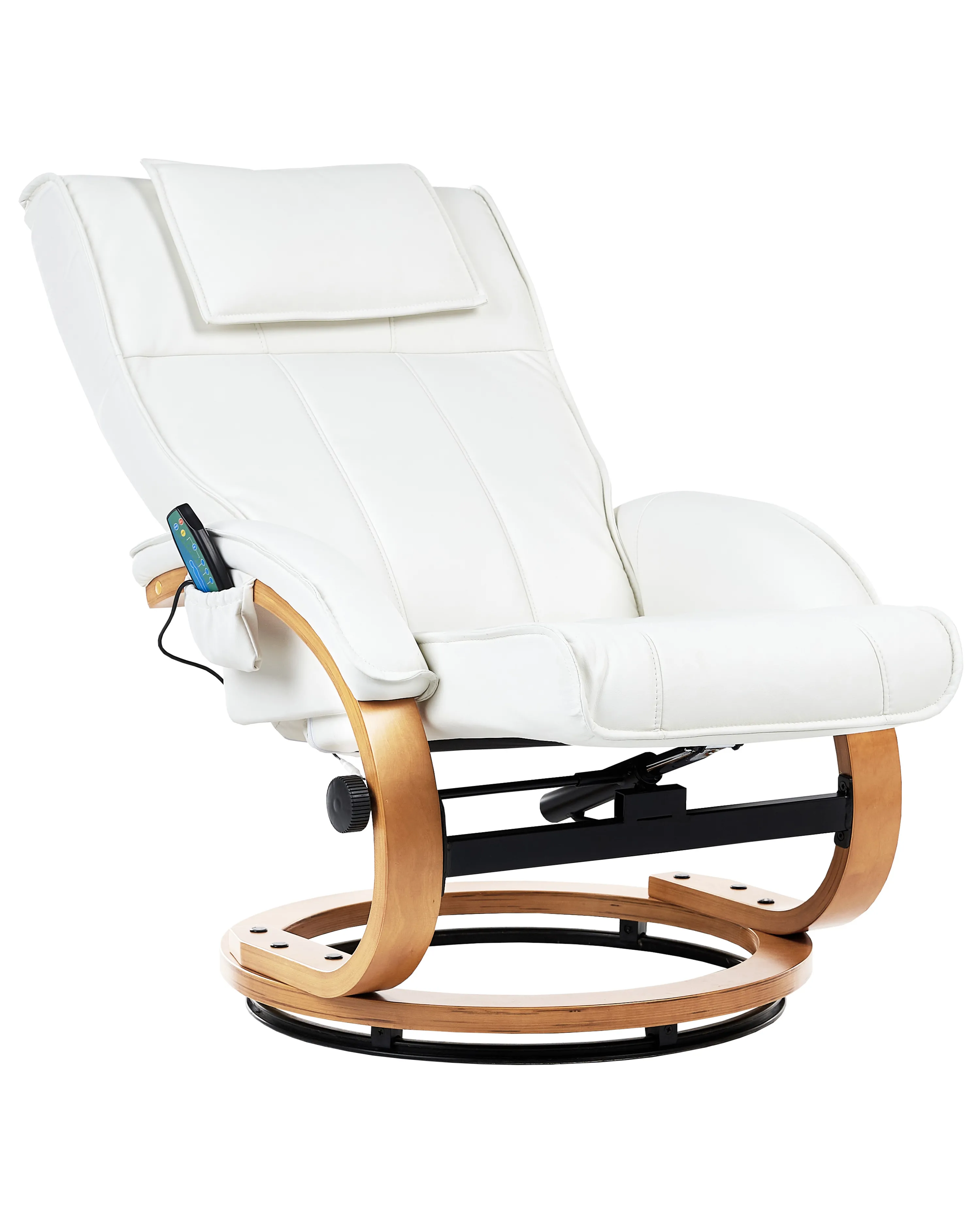 Massagestoel MAJESTIC met voetenbank Kunstleer Wit