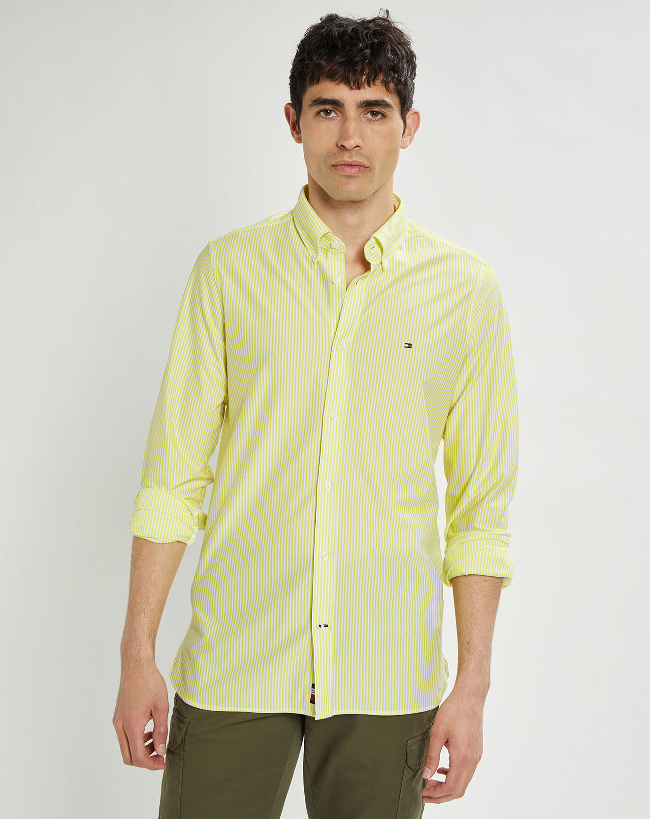 Tommy Hilfiger Chemise slim 1985 Knit Striped jaune