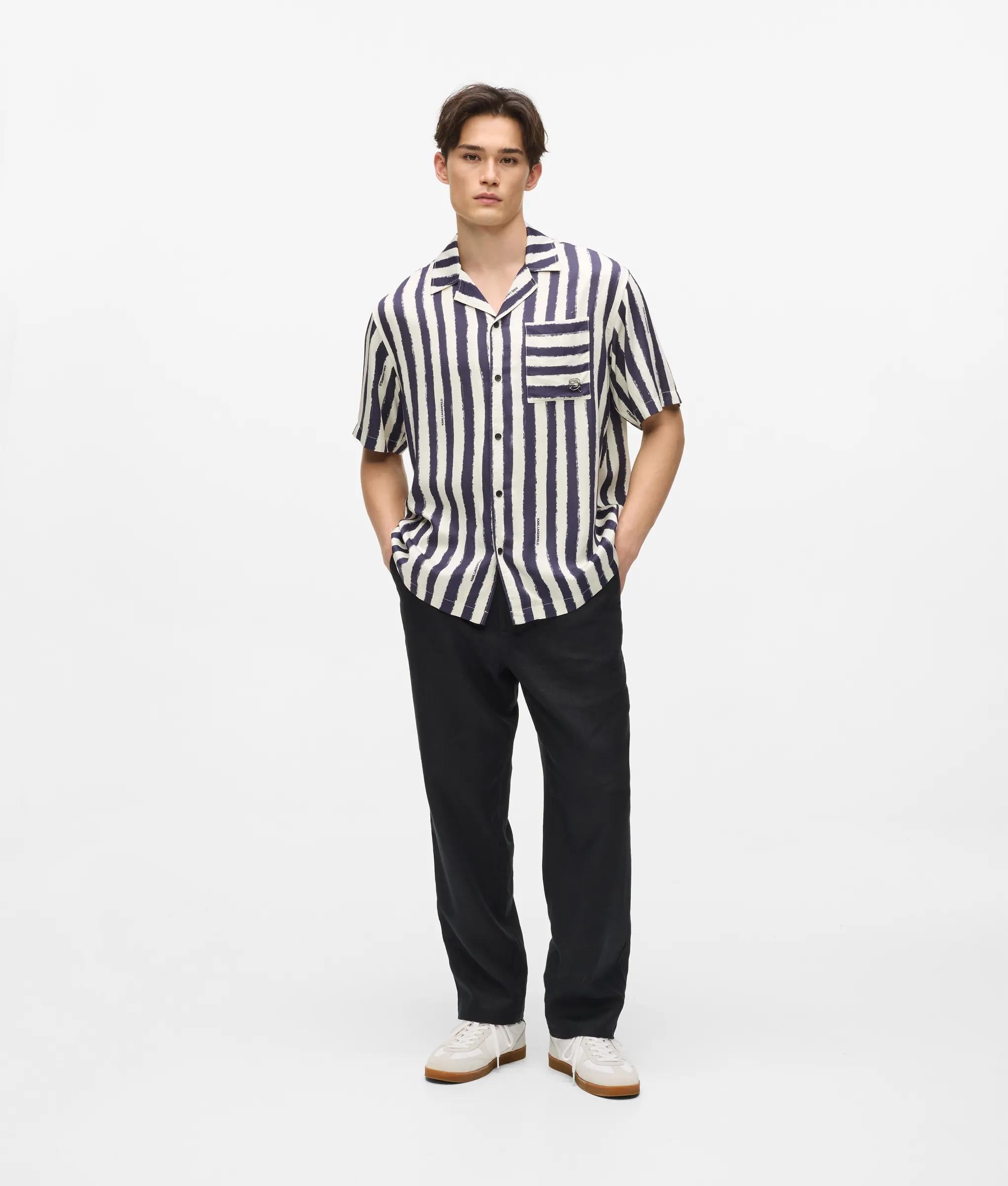 Ikon gestreept met korte mouwen bowlingtas shirt