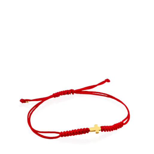 Pulseira cruzada Sweet Dolls XXS com cordão vermelho e dourado