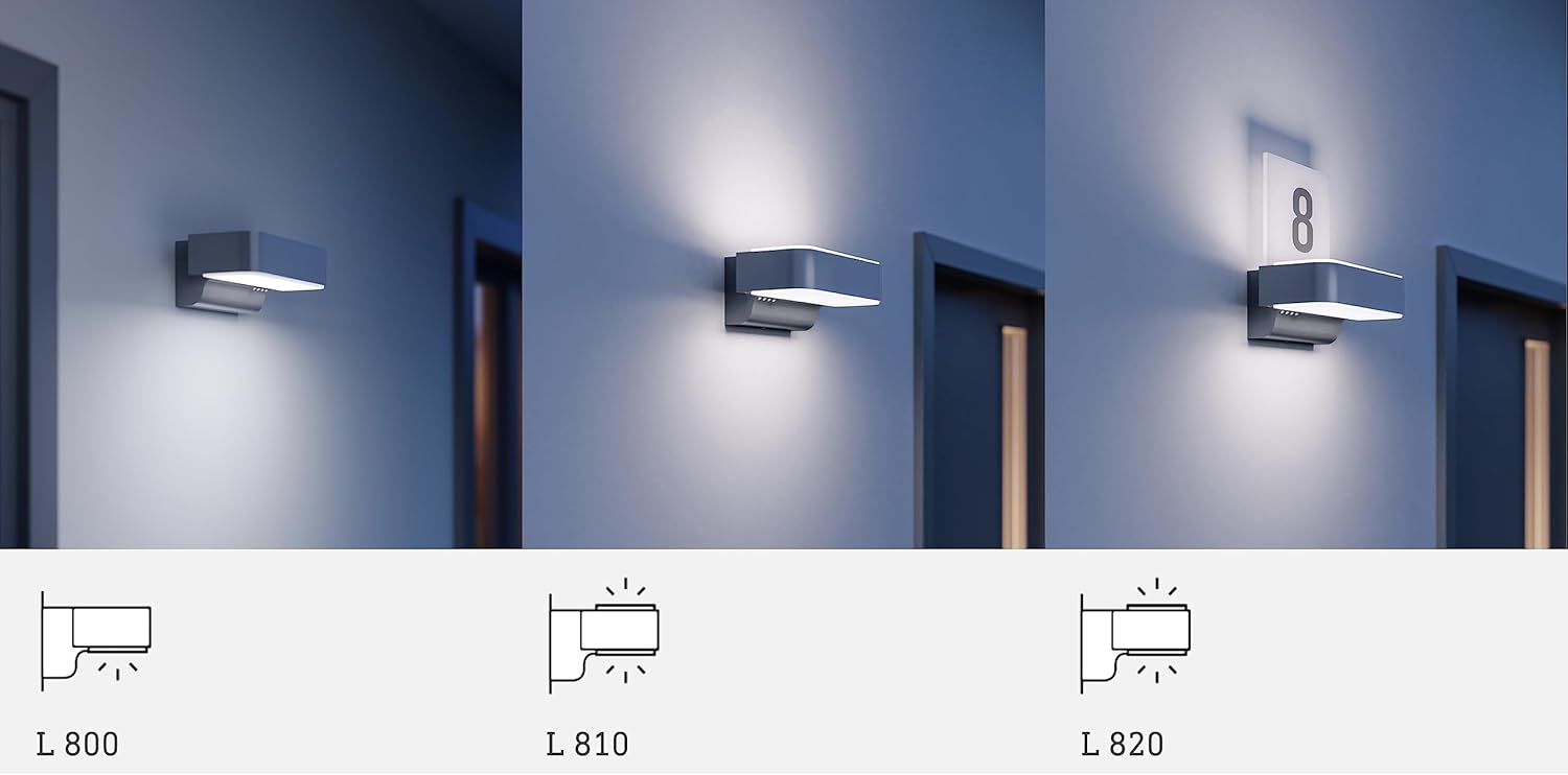 Steinel Außenleuchte L 810 SC Silber, smartes LED Up- und Downlight, Bewegungsmelder, vernetzbar, per App bedienbar