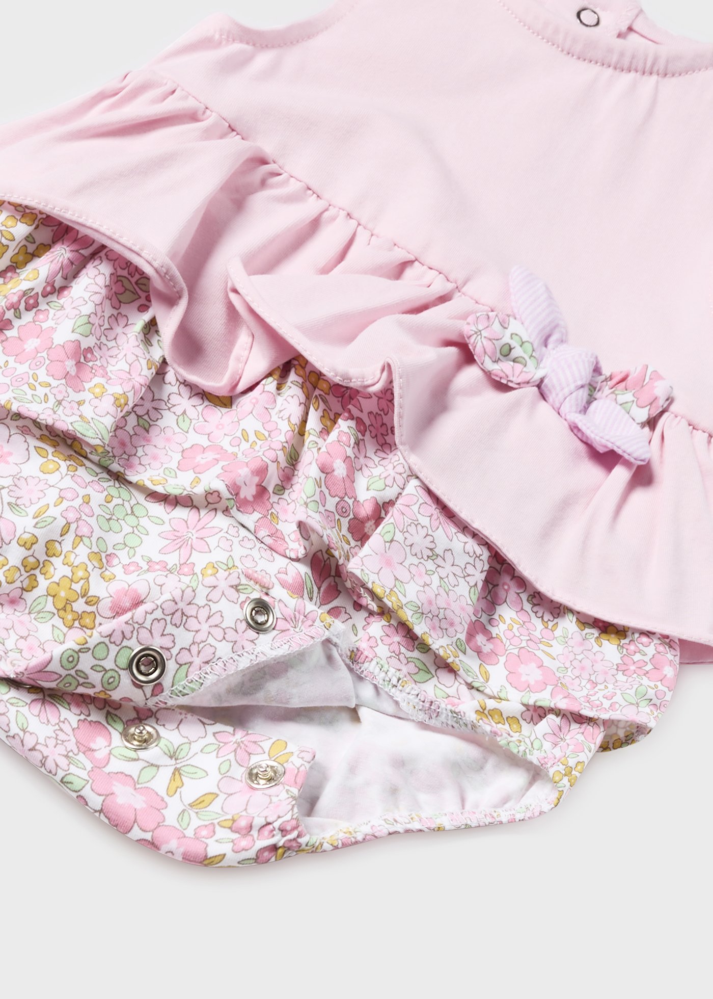 Conjunto de 2 macacões estampados Better Cotton para recém-nascidos, rosa.