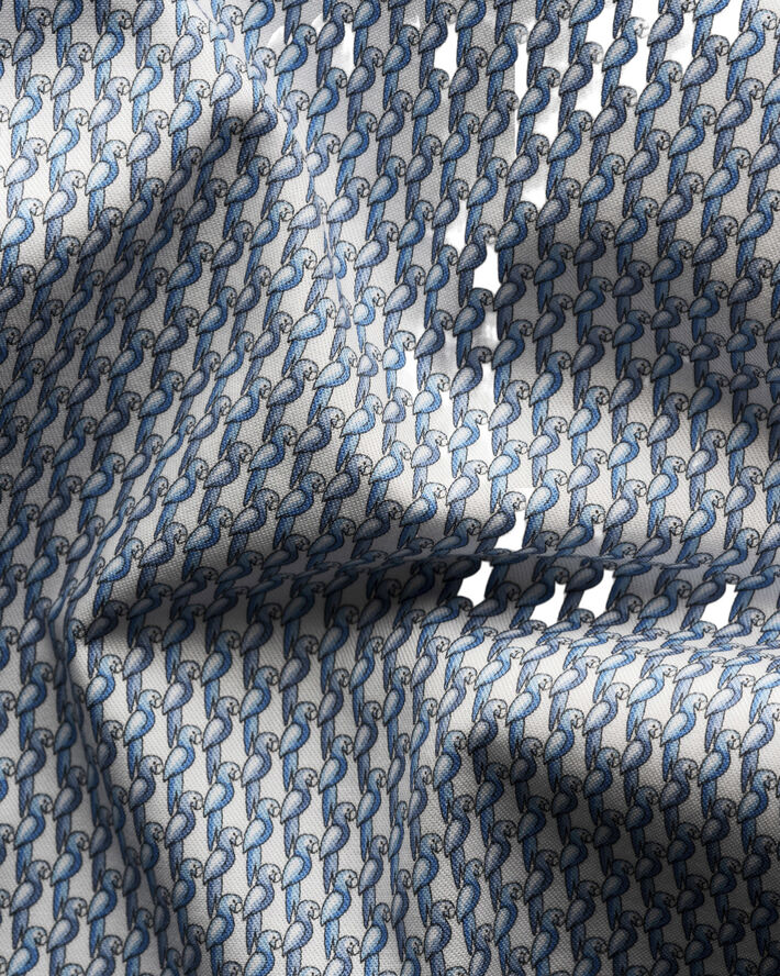 ETON Slim Fit Light blue Parrot Print Signature Twill Shirt Blå
