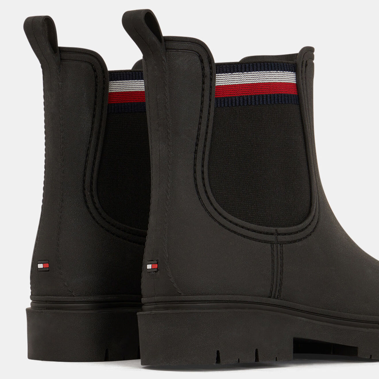 Tommy Hilfiger Chelsea boots de pluie en Caoutchouc détail tricolore  noires