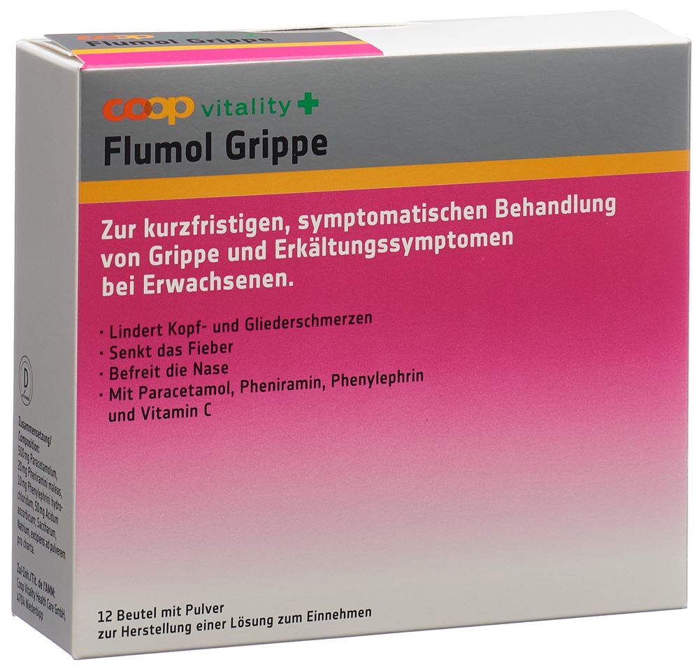 Coop Vitality Flumol Grippe Plv zur Herstellung einer Lösung zum Einnehmen Btl 12 Stk