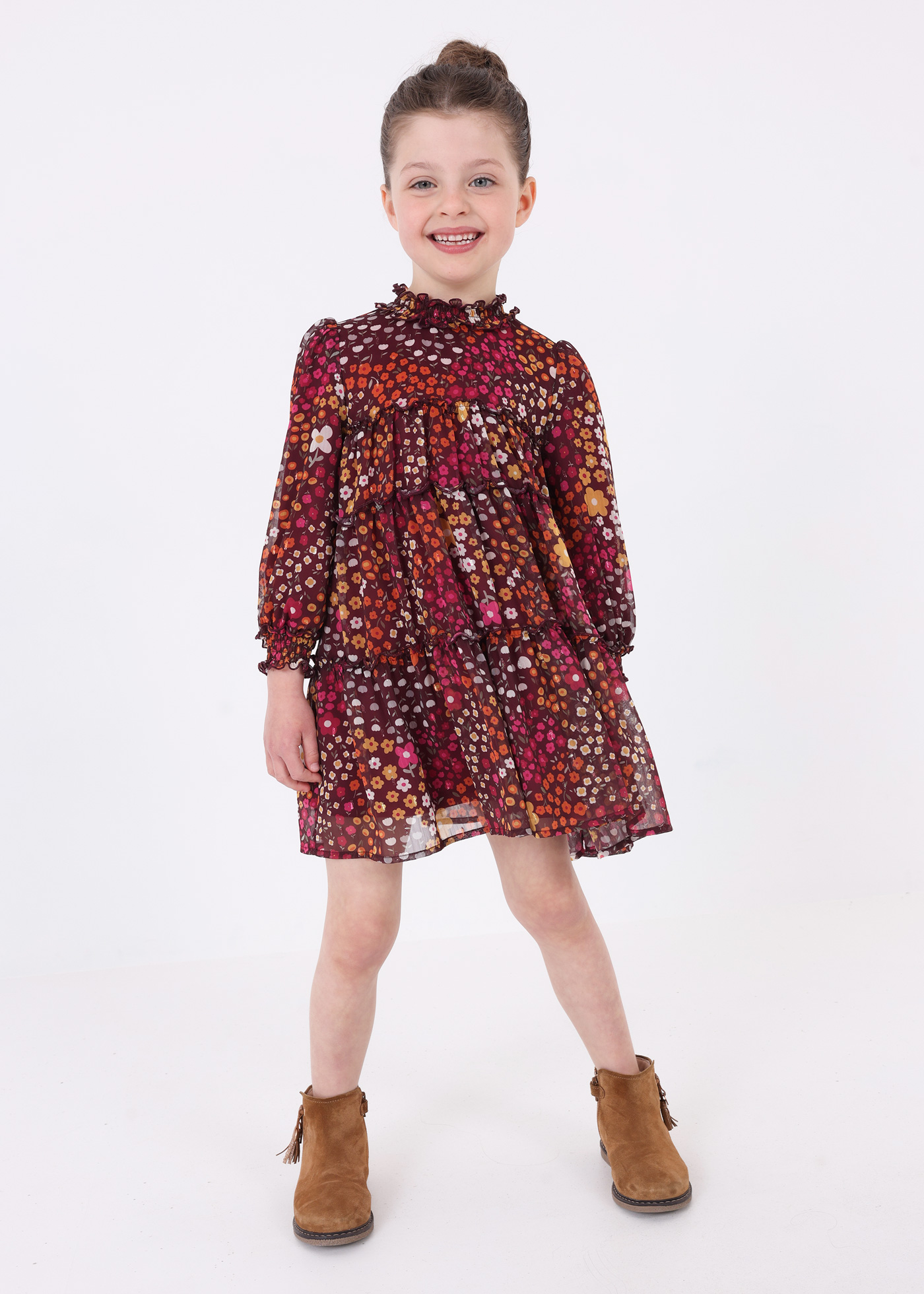 Vestido de chiffon estampado para meninas