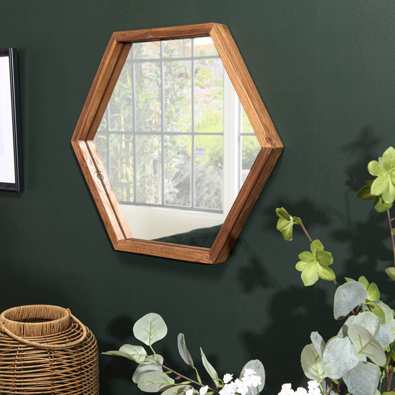 Macabane Miroir L hexagone Alida marron - 50x44 cm