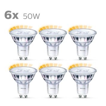 Philips LED spot GU10 50W 6 stuks warmglow dimbaar