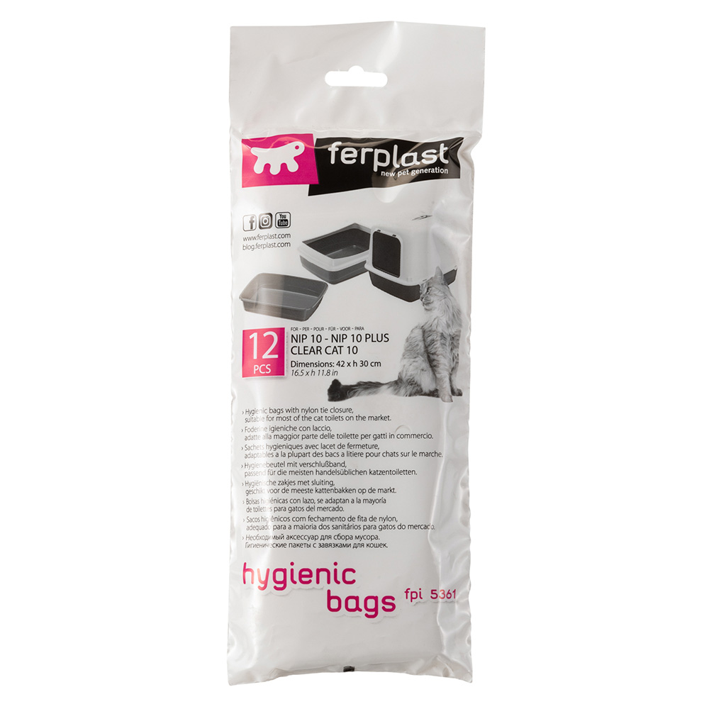 Sachets hygiéniques litières chat chats nip 10 ferplast 12 pièces 43x30 litière
