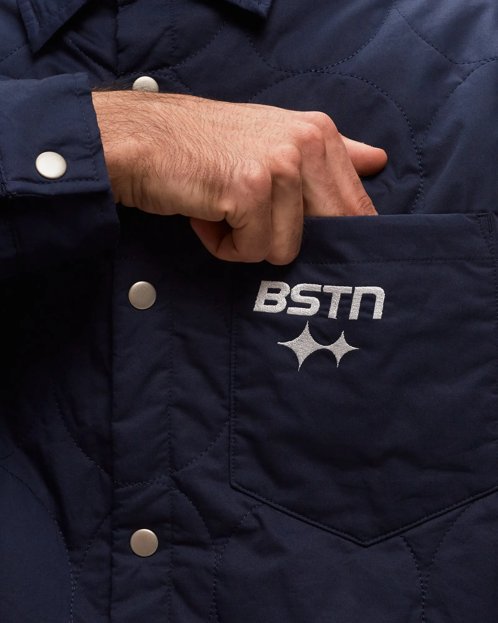 BSTN Brand Logo Pattern Quilted Overshirt