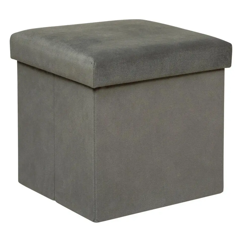 Atmosphera Storage Poef/hocker - Opvouwbaar - Donkergrijs - 38x38 cm