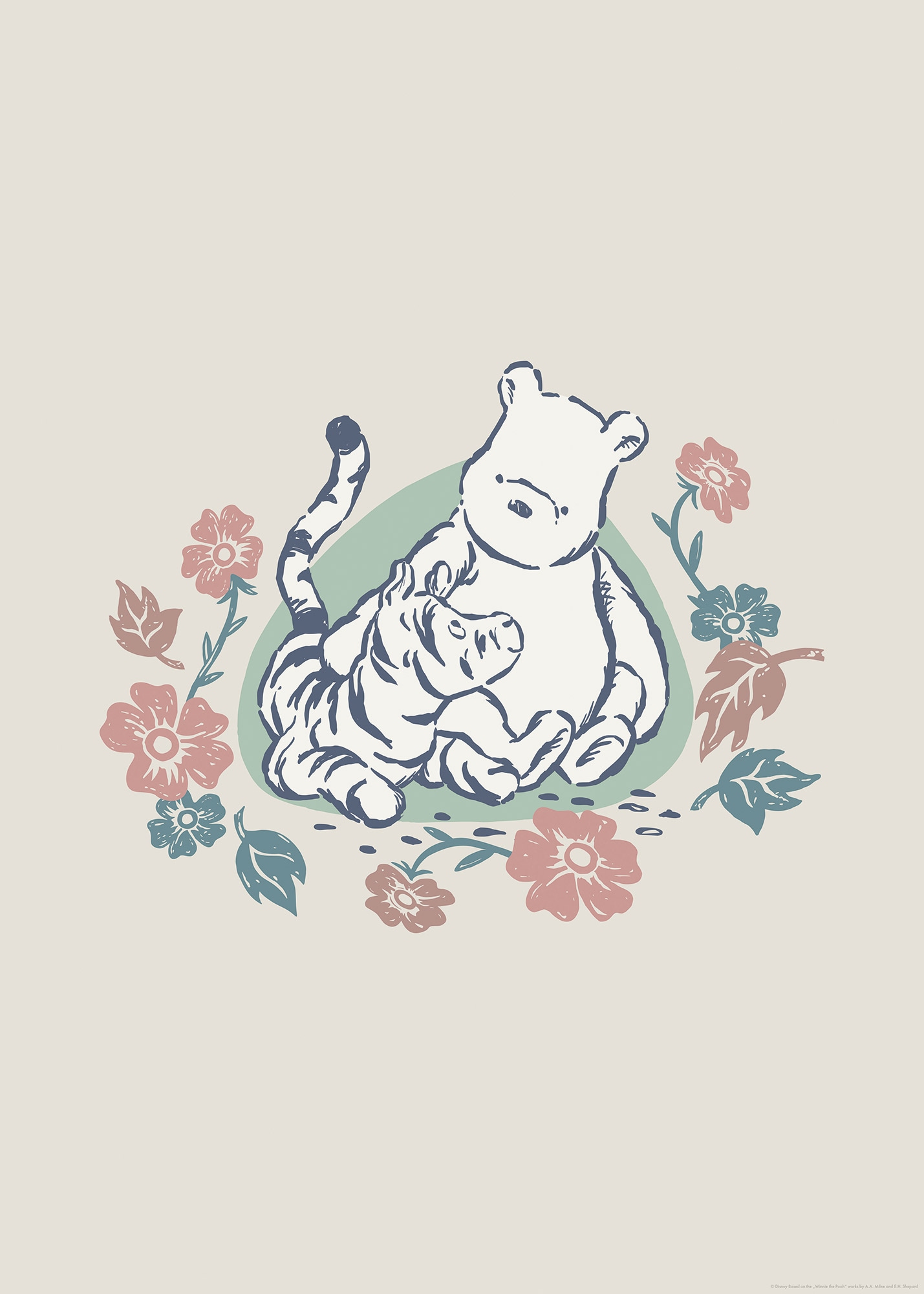 Komar Wandbild »Disney Winnie the Pooh Flowers and Friends« Disney Set, 1 Stk. tlg. 50 x 70 cm (Breite x Höhe) - Kinderzimmer, Dekoration