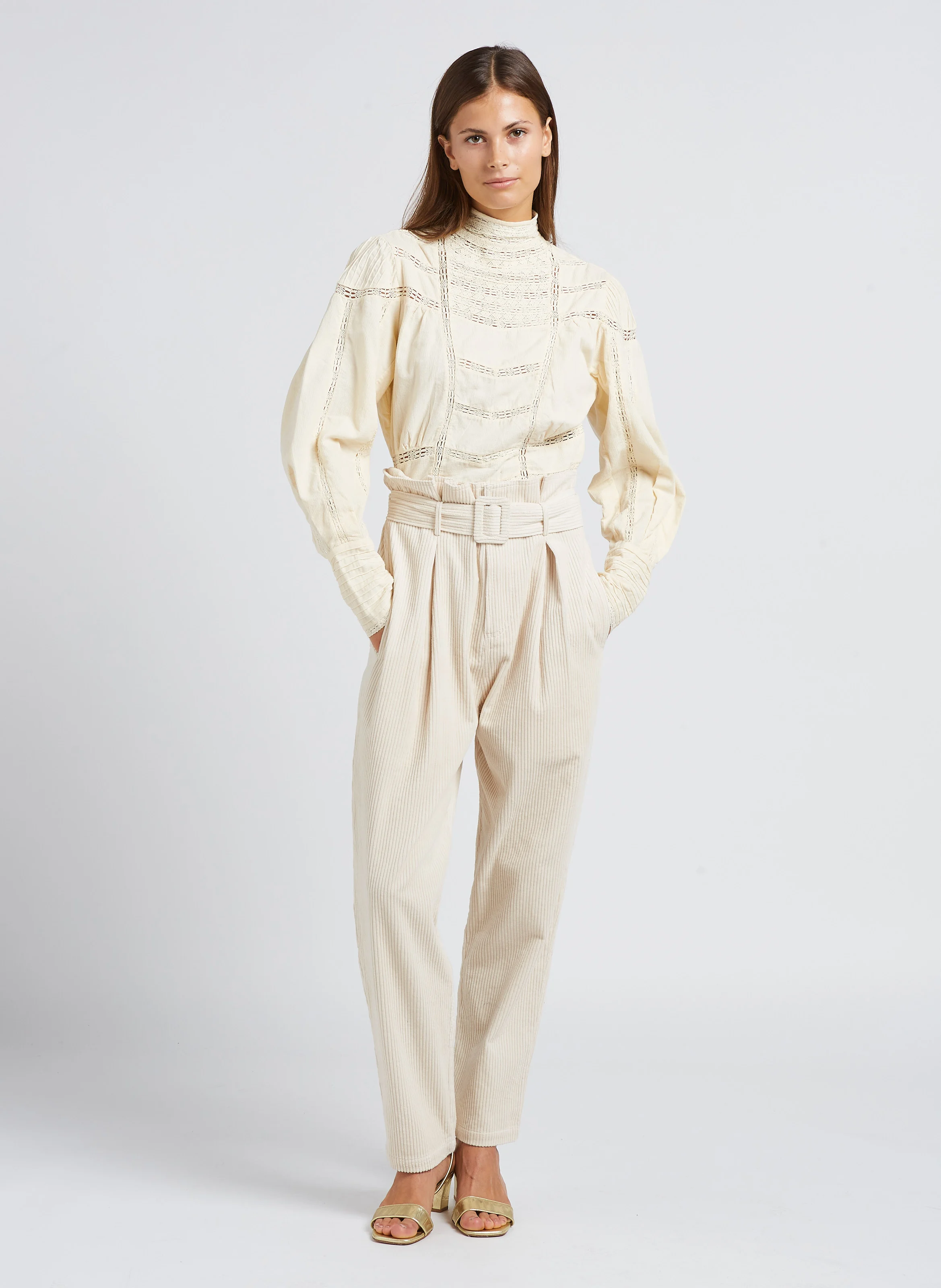 CLAYDE - Pantalon carotte en coton | Beige