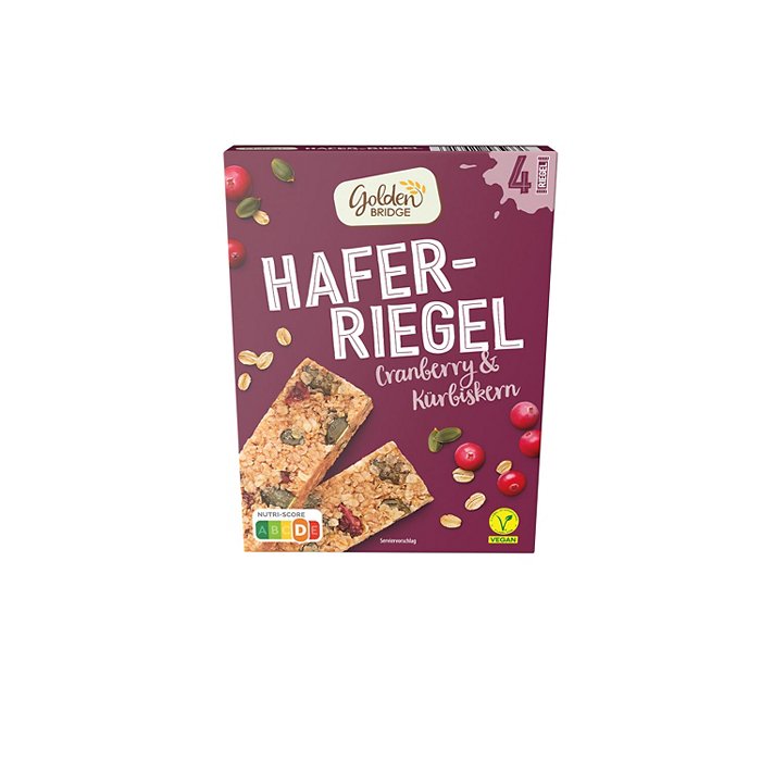 GOLDEN BRIDGE Haferriegel 140 g, Cranberry & Kürbiskern