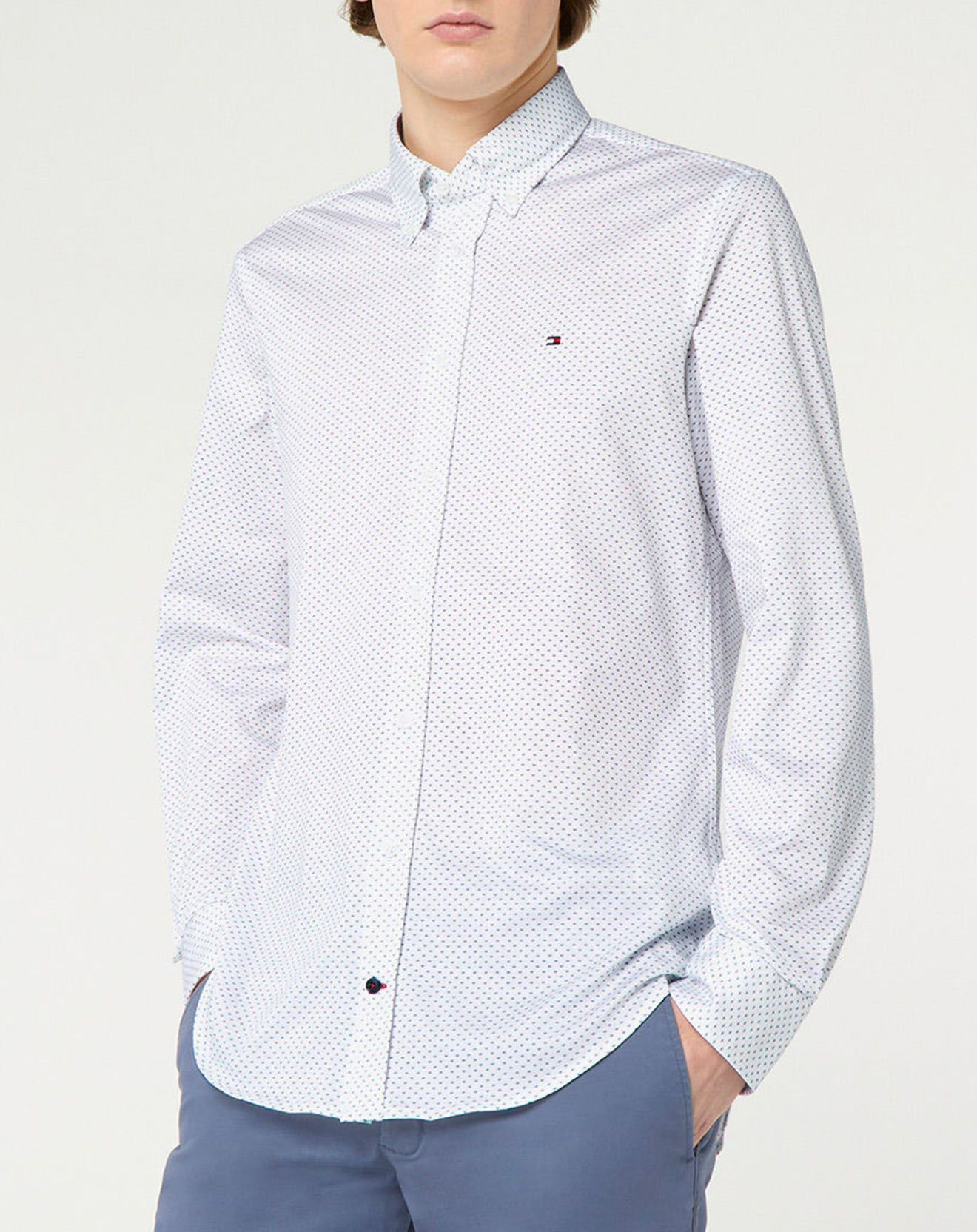 Tommy Hilfiger Chemise slim en Jersey imprimée blanc/bleu