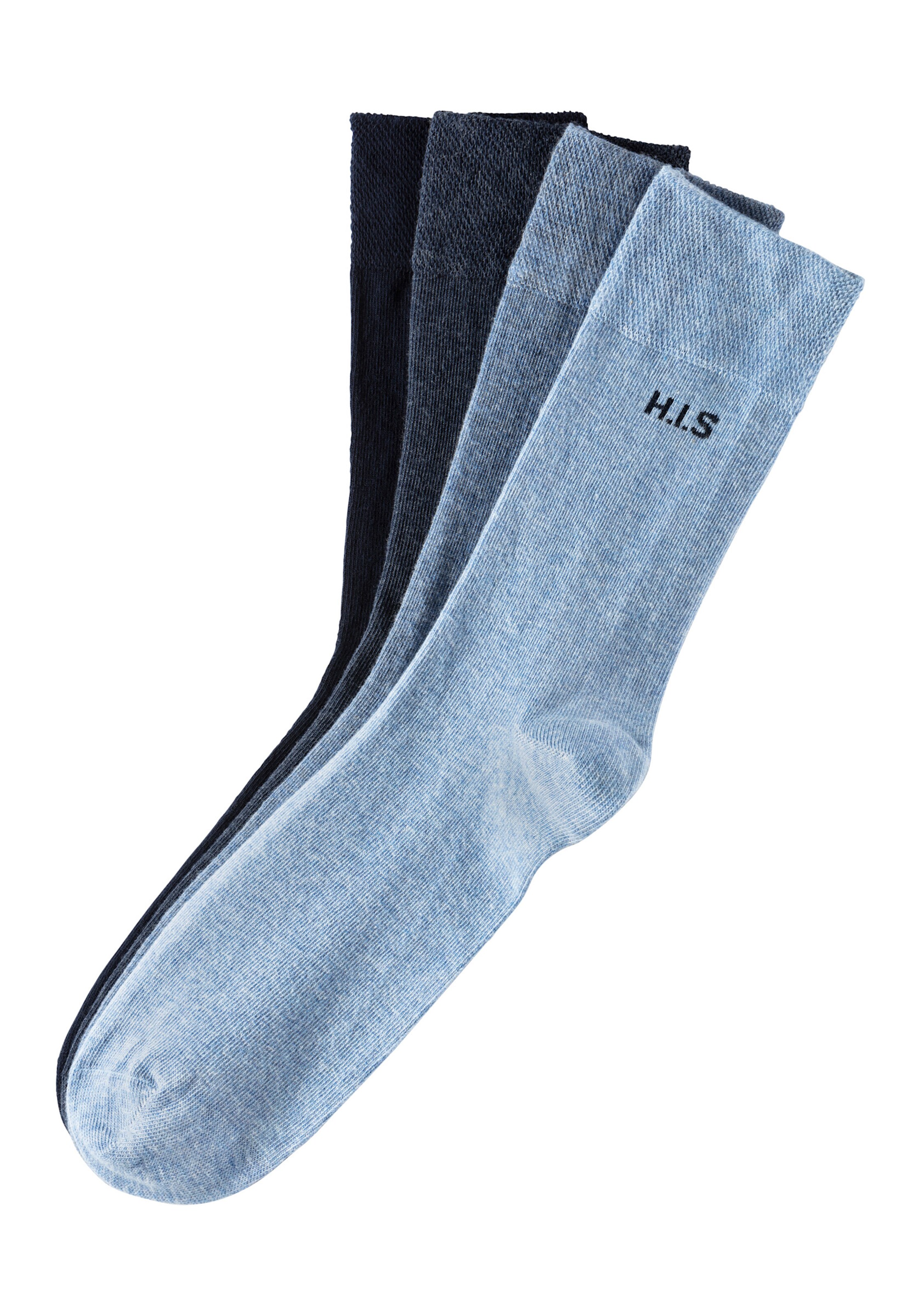 H.I.S Socken in 1x marine, 1x jeansblau-meliert, 1x jeans-meliert, 1x hellblau-meliert