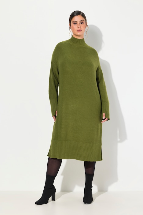 Strickkleid, Linksstrick, Stehkragen, Langarm