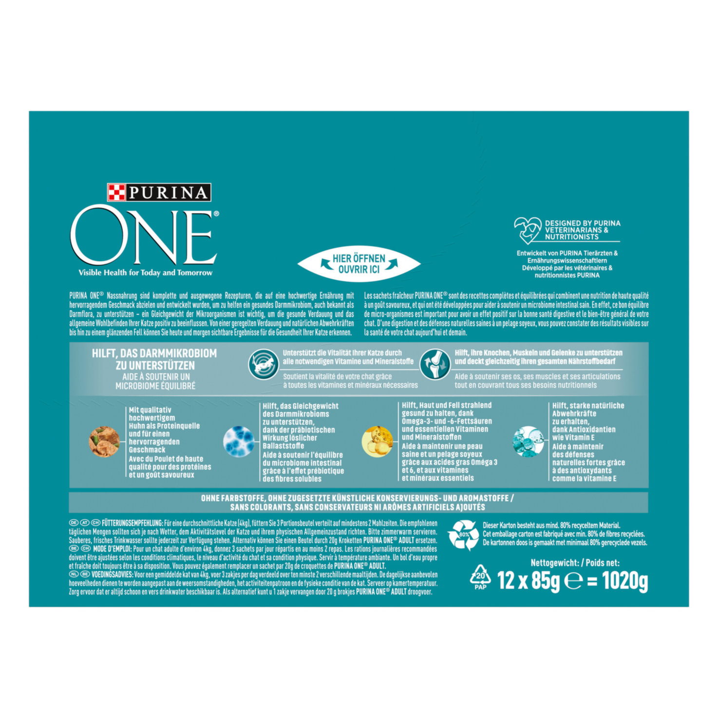 Purina ONE Adult Katzenfutter in Sauce Huhn 12x85g