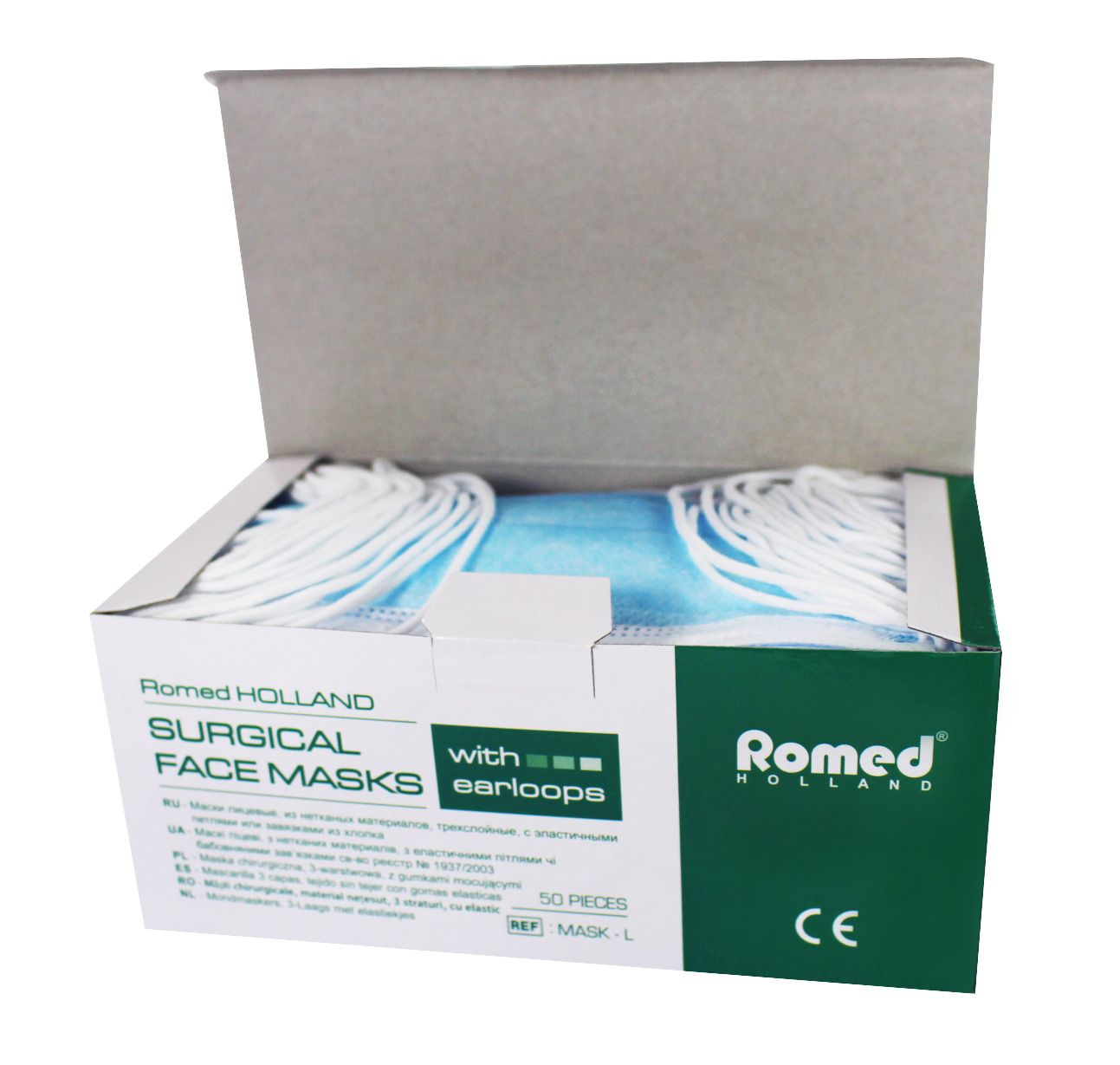 Romed Mundschutz 3-lagig, blau, Typ IIR, elastische Schlaufe