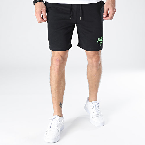 Short Jogging Script Noir Vert Fluo