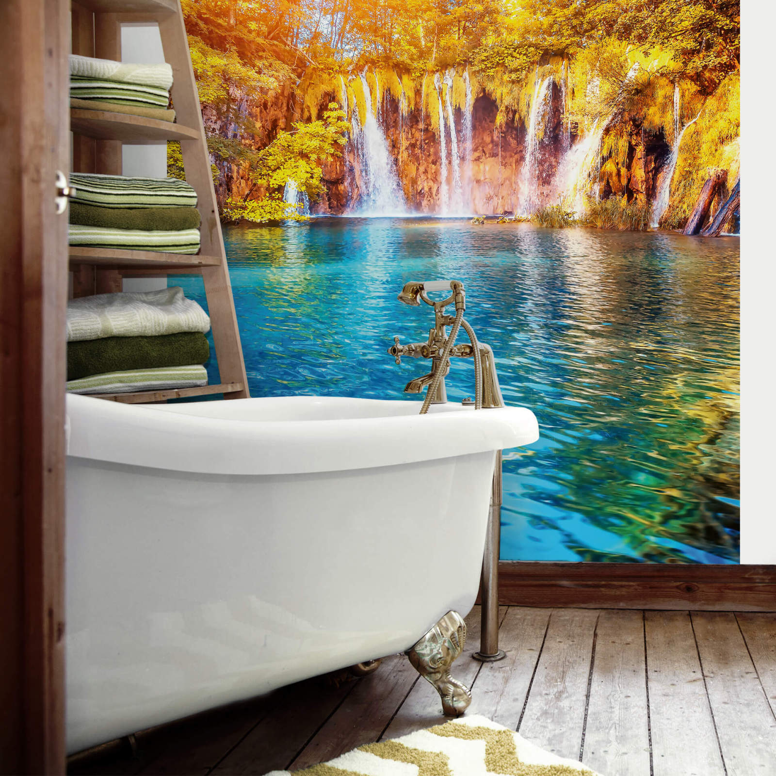Fototapete DESIGNWALLS 2.0 - orange-gelb - Wasserfall - 2,6 Meter