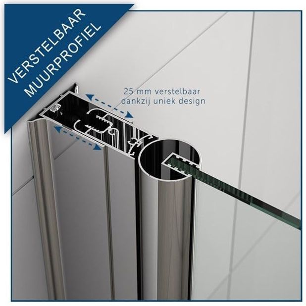 Zircon - Comfort - Douchecabine - Chroom - 90x90 cm - Draaideur - Kwartrond - 200 cm Hoog - 6 mm Veiligheidsglas