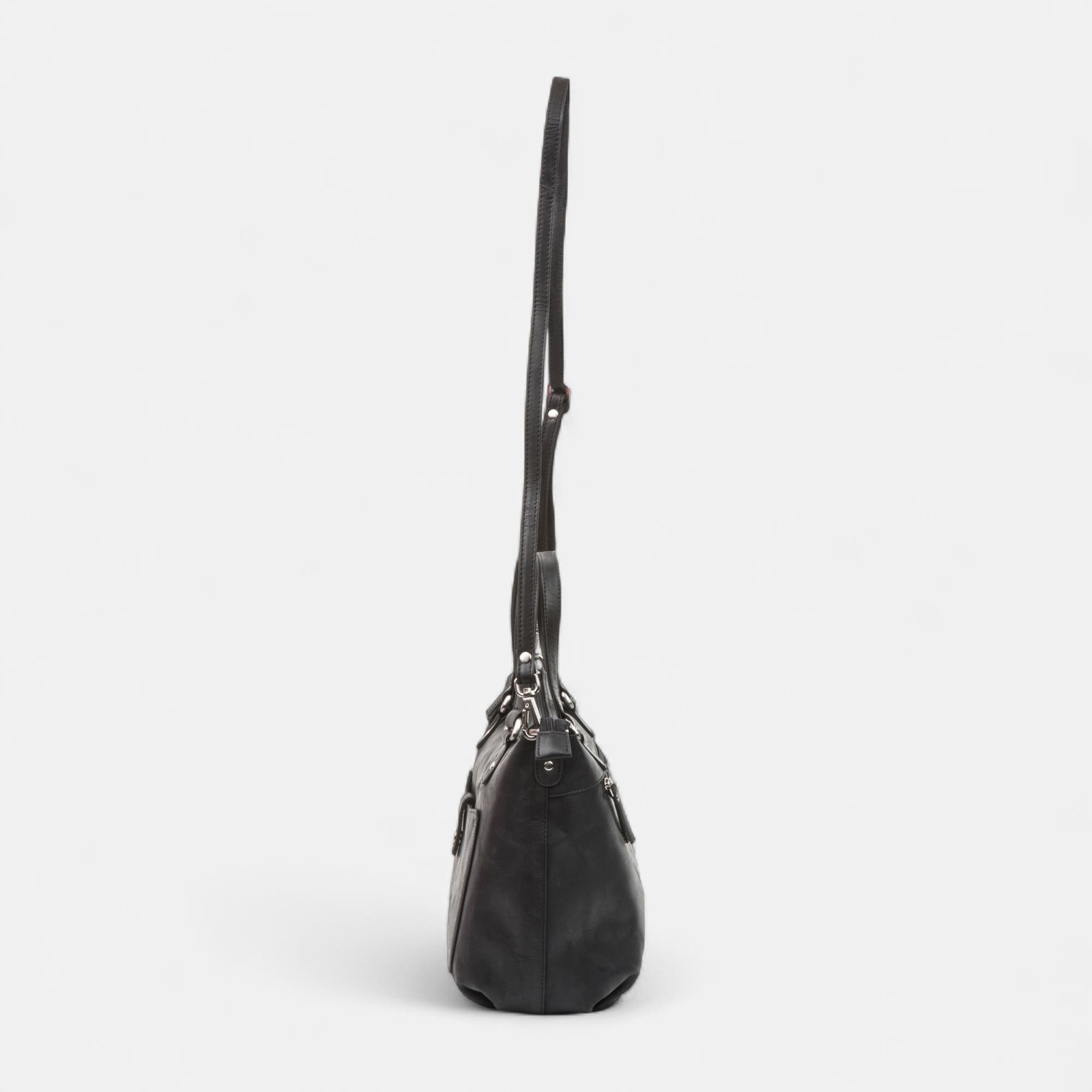 Sac bandoulière en cuir noir