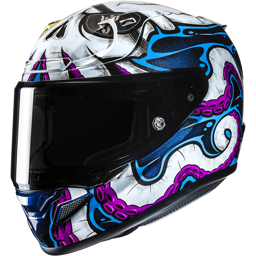 HJC - Casque RPHA 12 Kraken MC28 / Blanc / Bleu / Violet / Pailleté