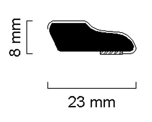 Essen plint, wit, 8x23x2400 mm