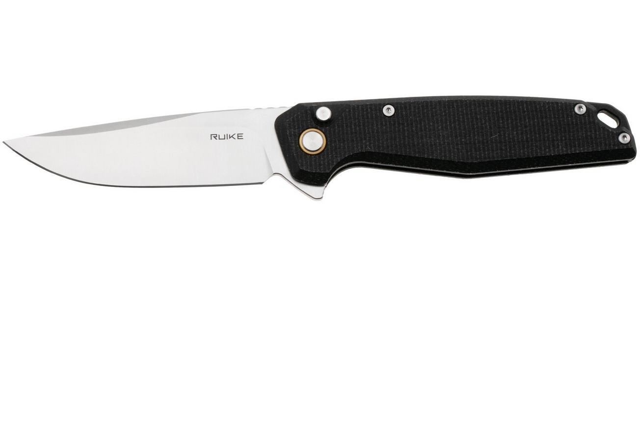 Ruike P873-MB Satin 14C28N, Black Micarta, zakmes